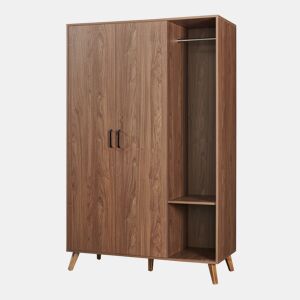 Roupeiro Norg 2 portas 2 varões 5 compartimentos 191x80x52 cm Aspecto nogueira en.casa