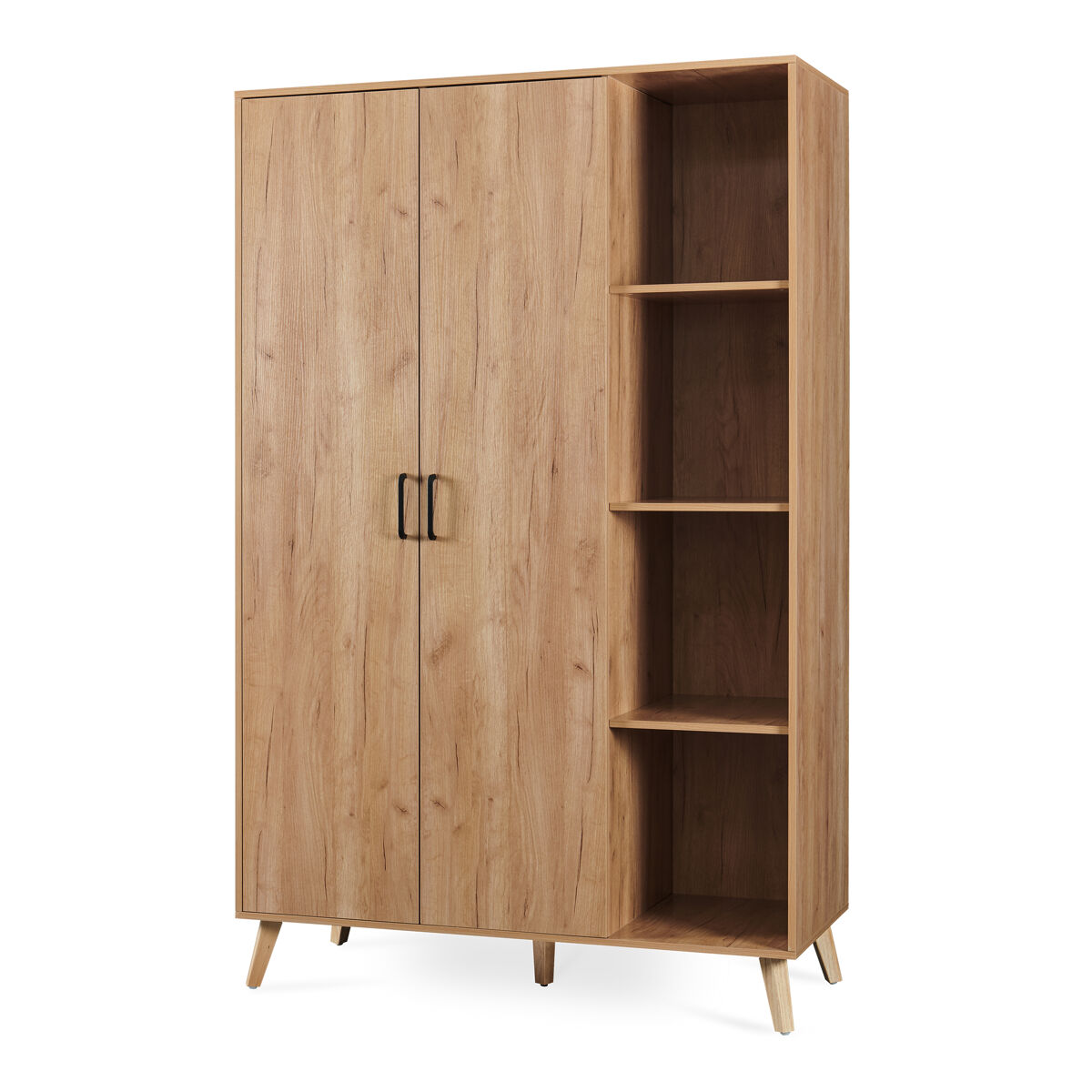 Armario Norg 2 puertas 1 barra 8 compartimentos [en.casa] 120 Roble