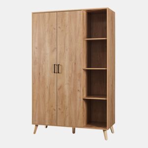 Roupeiro Norg 2 portas 1 varão 8 compartimentos 191x80x52 cm Aspecto carvalho en.casa