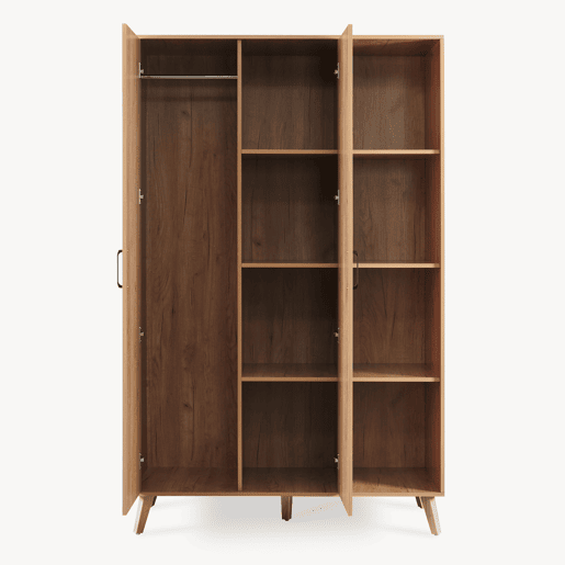 Roupeiro Norg 2 portas 1 varão 8 compartimentos 191x80x52 cm Aspecto carvalho en.casa