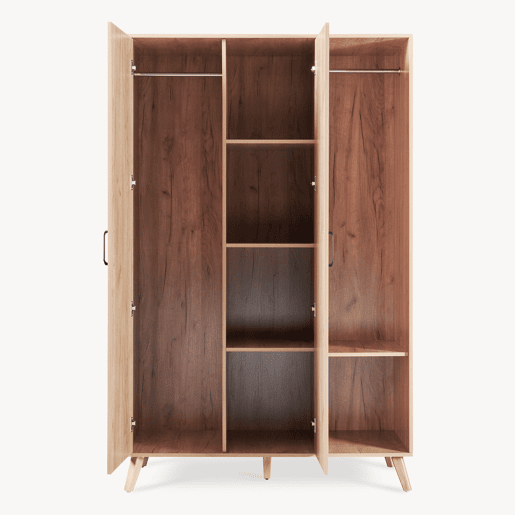 Roupeiro Norg 2 portas 2 varões 5 compartimentos 191x80x52 cm Aspecto carvalho en.casa
