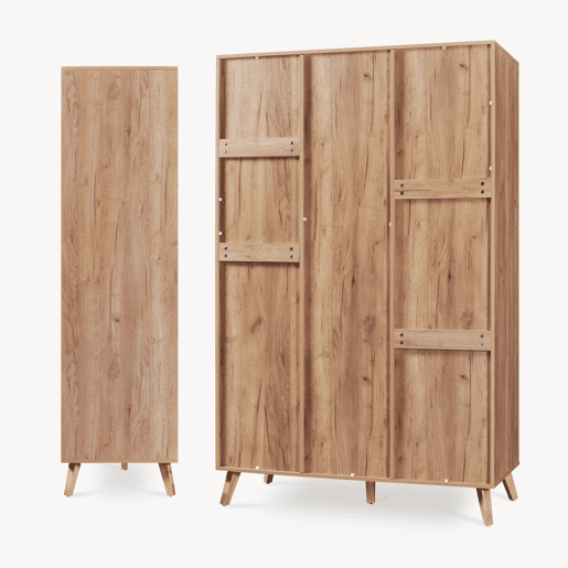 Roupeiro Norg 2 portas 2 varões 5 compartimentos 191x80x52 cm Aspecto carvalho en.casa
