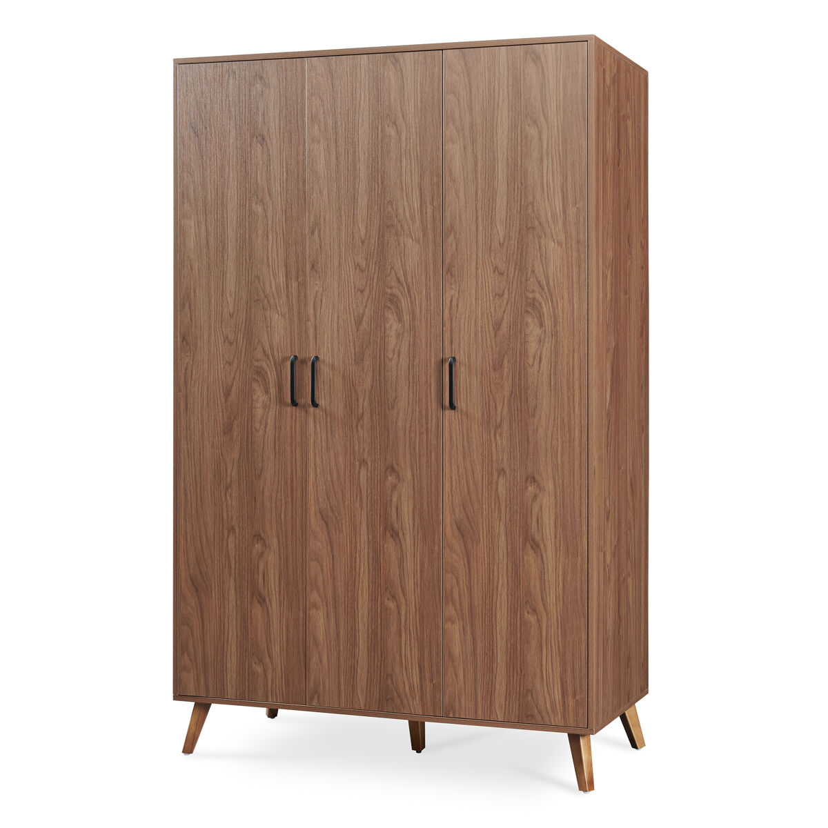 Armario Norg 3 puertas 1 barra 4 compartimentos [en.casa] 120 Nogal