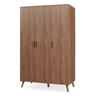 Roupeiro Norg 3 portas 1 varão 4 compartimentos 191x120x52 cm Aspecto nogueira en.casa