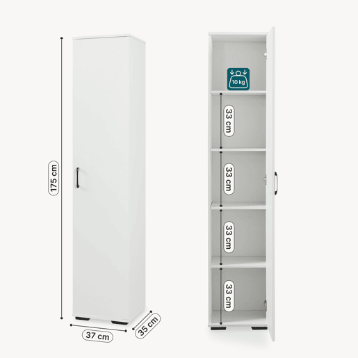 Armário multifuncional Chalvefted com 1 porta 175 x 37 x 35 cm Branco en.casa