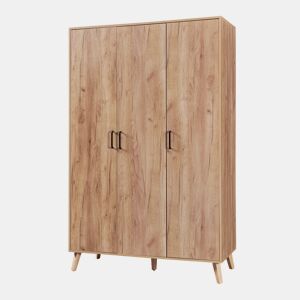 Roupeiro Norg 3 portas 1 varão 4 compartimentos 191x120x52 cm Aspecto carvalho en.casa