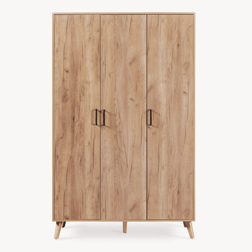 Roupeiro Norg 3 portas 1 varão 4 compartimentos 191x120x52 cm Aspecto carvalho en.casa