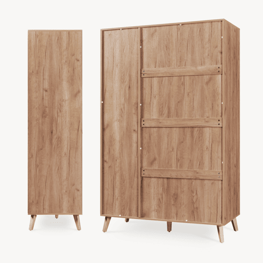 Roupeiro Norg 3 portas 1 varão 4 compartimentos 191x120x52 cm Aspecto carvalho en.casa
