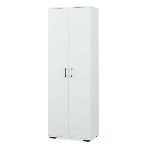 Armário multifuncional Chalvefted com 2 portas e compartimento para vassouras 175x60x35 cm Branco en.casa Armário multifuncional Chalvefted com 2 portas e compartimento para vassouras 175x60x35 cm Branco en.casa