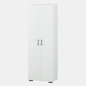 Armário multifuncional Chalvefted com 2 portas e compartimento para vassouras 175x60x35 cm Branco en.casa