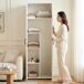 Armario multiusos Chalvefted 2 puertas compartimentos y escobero 60 Armario multiusos Chalvefted 2 puertas compartimentos y escobero 60 Blanco