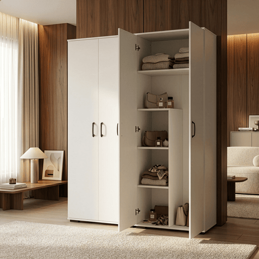 Armário multifuncional Chalvefted com 2 portas e compartimento para vassouras 175x60x35 cm Branco en.casa Armário multifuncional Chalvefted com 2 portas e compartimento para vassouras 175x60x35 cm Branco en.casa