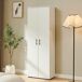 Armario multiusos Chalvefted 2 puertas compartimentos y escobero 60 Armario multiusos Chalvefted 2 puertas compartimentos y escobero 60 Blanco