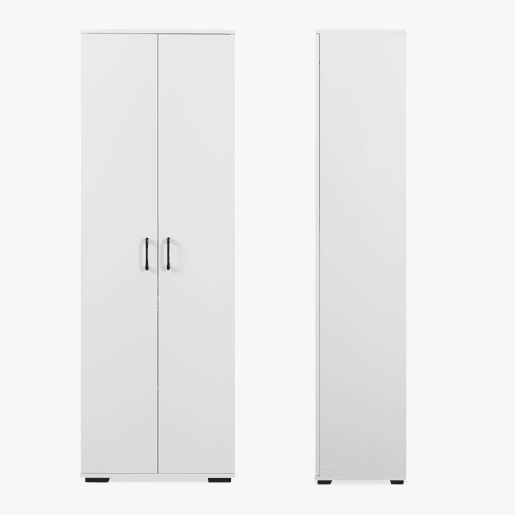 Armário multifuncional Chalvefted com 2 portas e compartimento para vassouras 175x60x35 cm Branco en.casa Armário multifuncional Chalvefted com 2 portas e compartimento para vassouras 175x60x35 cm Branco en.casa