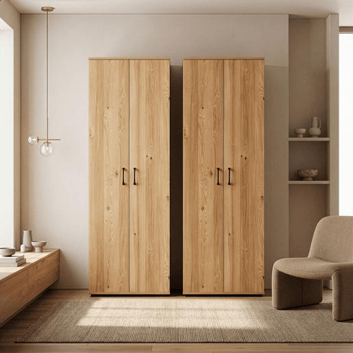 Armário multifuncional Chalvefted com 2 portas e compartimento para vassouras 175x60x35 cm Carvalho en.casa