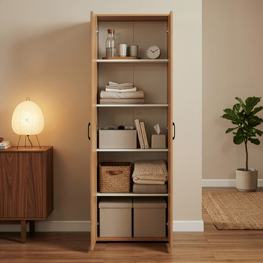 Armário multifuncional Chalvefted com 2 portas e compartimento para vassouras 175x60x35 cm Carvalho en.casa