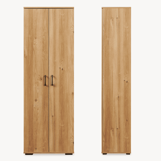 Armário multifuncional Chalvefted com 2 portas e compartimento para vassouras 175x60x35 cm Carvalho en.casa