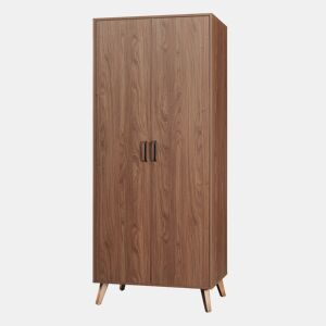 Roupeiro Norg 2 portas 1 varão 1 compartimento 191x80x52 cm Aspecto nogueira en.casa