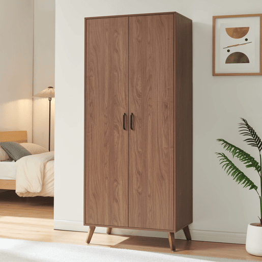 Roupeiro Norg 2 portas 1 varão 1 compartimento 191x80x52 cm Aspecto nogueira en.casa Roupeiro Norg 2 portas 1 varão 1 compartimento 191x80x52 cm Aspecto nogueira en.casa