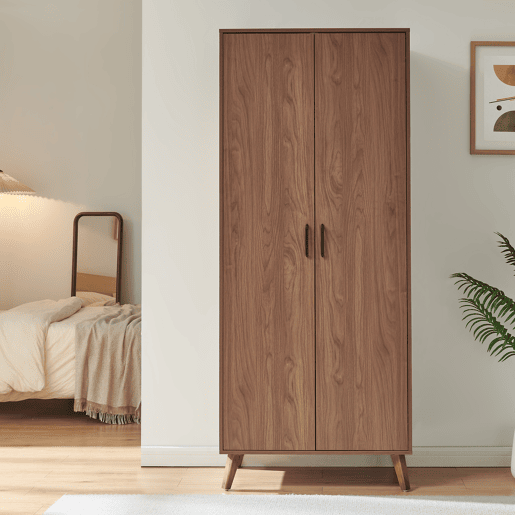 Roupeiro Norg 2 portas 1 varão 1 compartimento 191x80x52 cm Aspecto nogueira en.casa Roupeiro Norg 2 portas 1 varão 1 compartimento 191x80x52 cm Aspecto nogueira en.casa