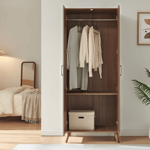 Roupeiro Norg 2 portas 1 varão 1 compartimento 191x80x52 cm Aspecto nogueira en.casa Roupeiro Norg 2 portas 1 varão 1 compartimento 191x80x52 cm Aspecto nogueira en.casa