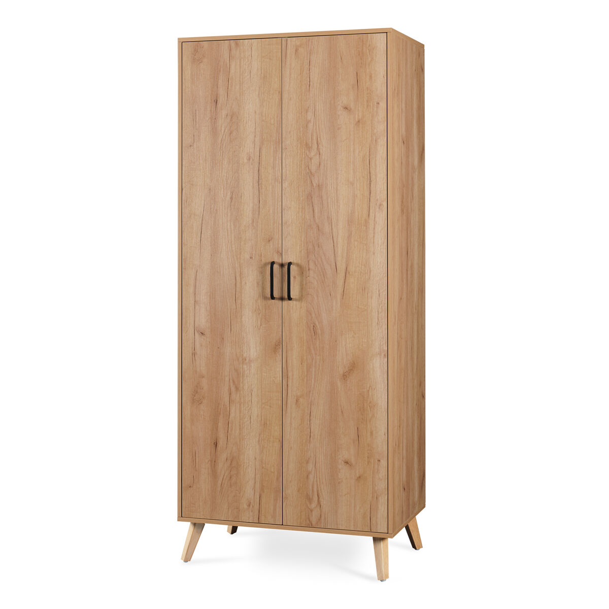 Armario Norg 2 puertas 1 barra 1 compartimento [en.casa] 80 Roble