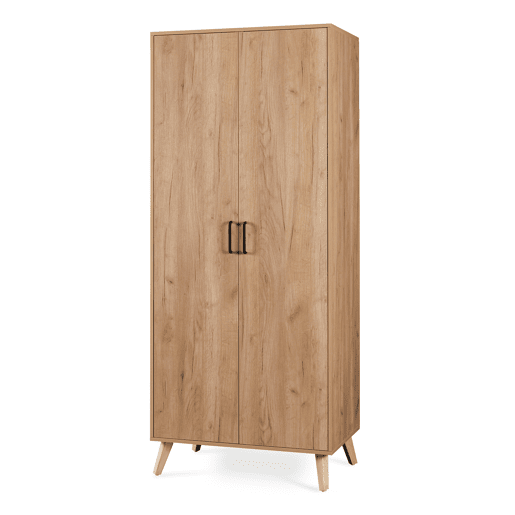 Roupeiro Norg 2 portas 1 varão 1 compartimento 191x80x52 cm Aspecto carvalho en.casa