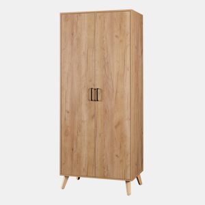 Roupeiro Norg 2 portas 1 varão 1 compartimento 191x80x52 cm Aspecto carvalho en.casa