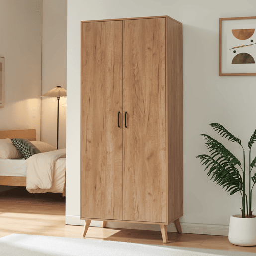 Roupeiro Norg 2 portas 1 varão 1 compartimento 191x80x52 cm Aspecto carvalho en.casa