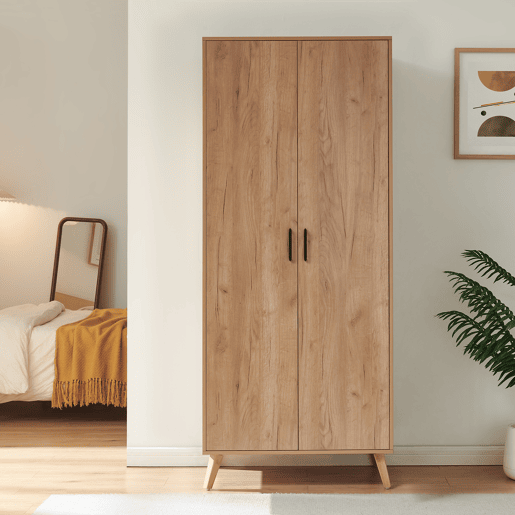 Roupeiro Norg 2 portas 1 varão 1 compartimento 191x80x52 cm Aspecto carvalho en.casa