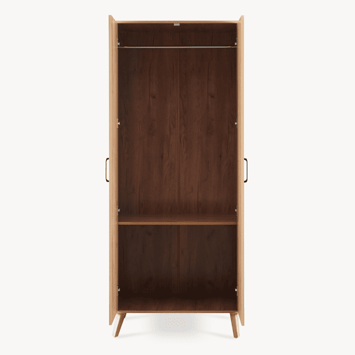 Roupeiro Norg 2 portas 1 varão 1 compartimento 191x80x52 cm Aspecto carvalho en.casa