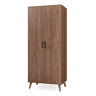 Roupeiro Norg 2 portas 1 varão 4 compartimentos 191x80x52 cm Aspecto nogueira en.casa