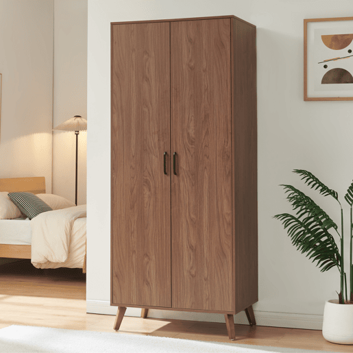Roupeiro Norg 2 portas 1 varão 4 compartimentos 191x80x52 cm Aspecto nogueira en.casa