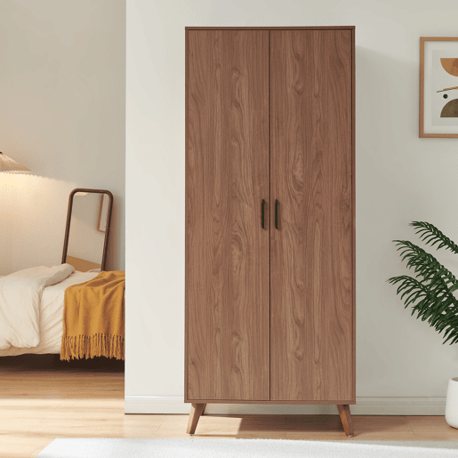 Roupeiro Norg 2 portas 1 varão 4 compartimentos 191x80x52 cm Aspecto nogueira en.casa
