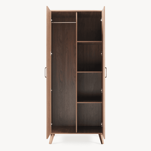 Roupeiro Norg 2 portas 1 varão 4 compartimentos 191x80x52 cm Aspecto nogueira en.casa