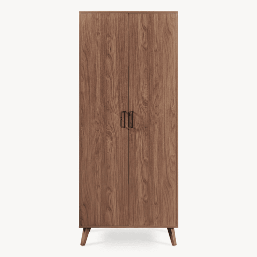 Roupeiro Norg 2 portas 1 varão 4 compartimentos 191x80x52 cm Aspecto nogueira en.casa