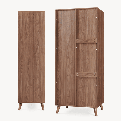 Roupeiro Norg 2 portas 1 varão 4 compartimentos 191x80x52 cm Aspecto nogueira en.casa