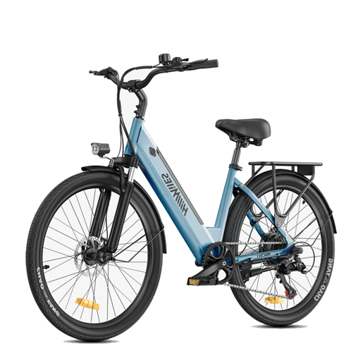 HillMilES MileCity 1 Bicicletas eléctricas - Motor 250W Bateria 36V13Ah 26 Polegadas Pneus Travão a disco mecânico - Azul