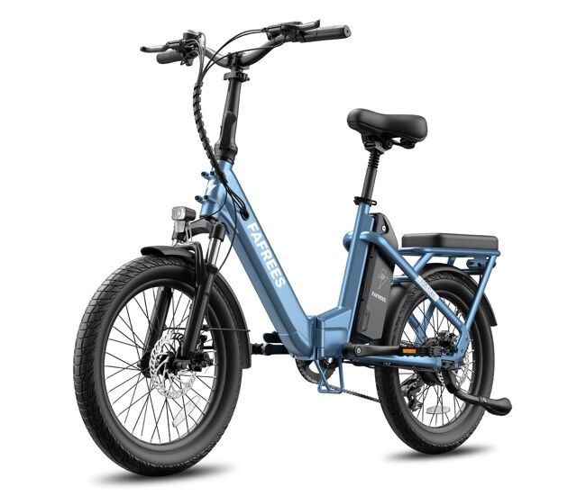 Bicicleta eléctrica fafrees f20 flex - motor de 250 w, batería de 36 v y 20 ah, ruedas de 20 pulgadas, frenos de disco mecánicos - gris azulado