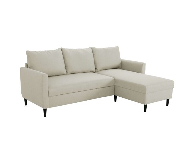 Sofá Chaise Longue Capri, 3 Plazas, Esquinero, Reversible, Salón Beige