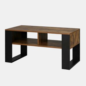 Mesa de centro 90 x 45 x 45,5 cm - Design moderno para a sala de estar, mesa auxiliar para o sofá - Preto, castanho rústico