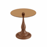 Mesa auxiliar redonda 50x50x51,5 cm - vidro temperado elegante com base estável, estilo moderno para a sala de estar e o quarto - castanho