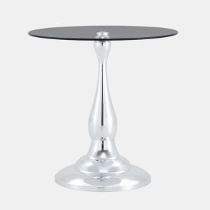 Mesa auxiliar redonda 50x50x51,5 cm - vidro temperado elegante com base estável para a sala de estar e o quarto - prateada