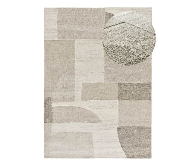 Alfombra geométrica con relieve crema verona, 80x150 cm - atticgo
