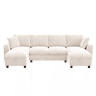 Sofá modular em U 284 x 135 x 84 cm - Chenilla, 4 lugares, chaise longue com arrumação rebatível, USB e Type-C - Bege
