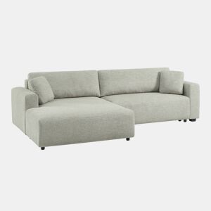Sofá-cama esquerdo convertível em tecido com baú, 3 lugares, Wide, Cinza Claro, 289x167x83 cm