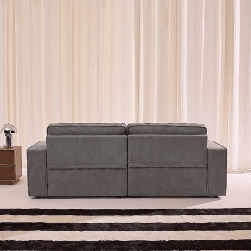 Sofá de canto esquerdo em veludo canelado, 3 lugares, Chill veludo canelado, Cinza, 231x153x83 cm Sofá de canto esquerdo em veludo canelado, 3 lugares, Chill veludo canelado, Cinza, 231x153x83 cm