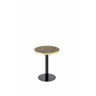 Mesa auxiliar redonda 60x60x74 cm - tampo com efeito de mármore e borda dourada, estrutura metálica resistente, estilo moderno - Cinzento