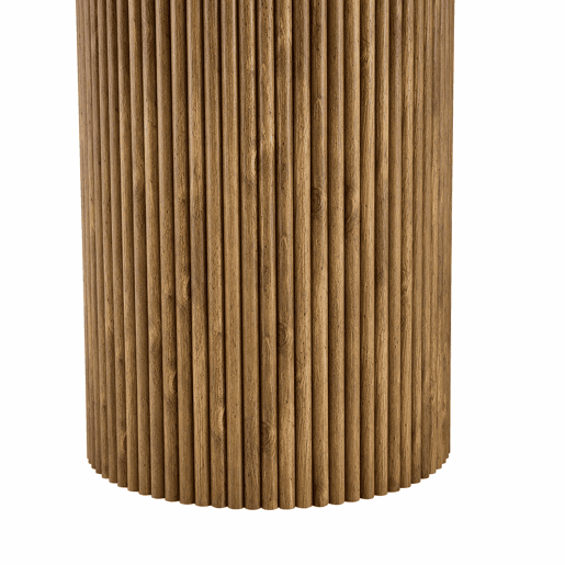 Mesa de jantar oval 180x90x76 cm u2013 estilo Wabi-Sabi e Mid Century, pé em coluna estriada, tampo em MDF com efeito de madeira u2013 cor de madeira Mesa de jantar oval 180x90x76 cm u2013 estilo Wabi-Sabi e Mid Century, pé em coluna estriada, tampo em MDF com efeito de madeira u2013 cor de madeira