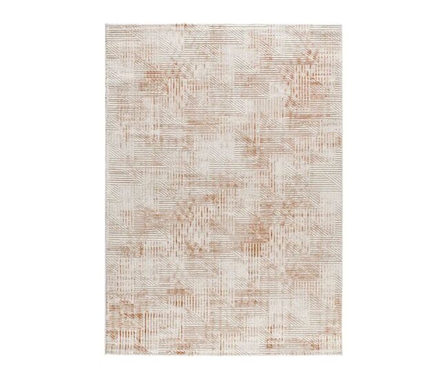 Alfombra geométrica con relieve caldera / beige KEOPS, 134x200 cm - ATTICGO